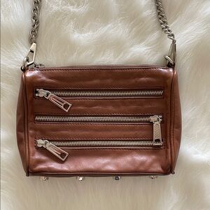 rebecca minkoff dark tan leather studded crossbody